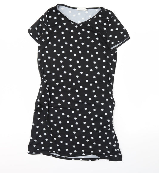 Additional front view of Paraphrase women’s black polka dot mini, size S