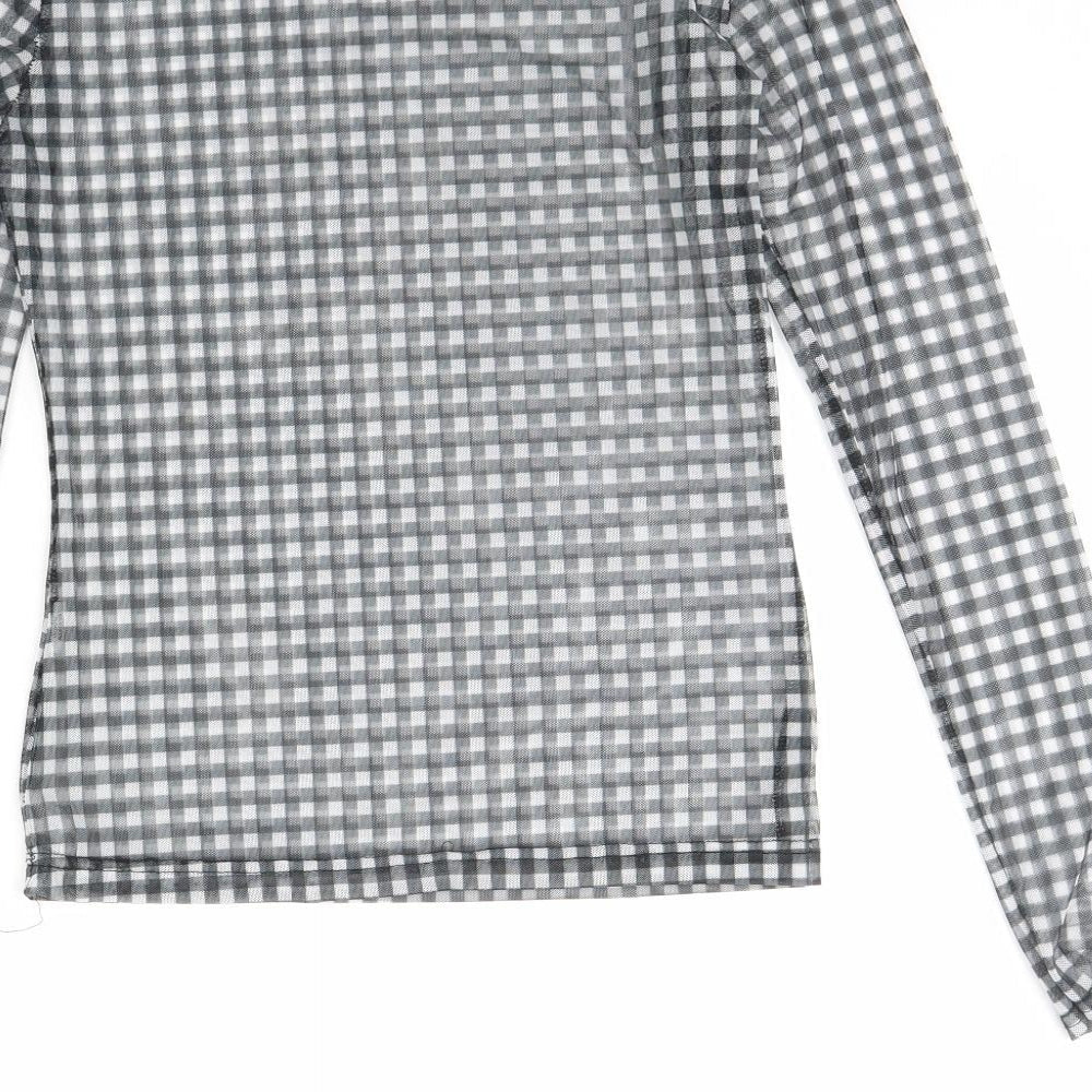 Daisy Street Womens Black Plaid Basic Blouse Size 12