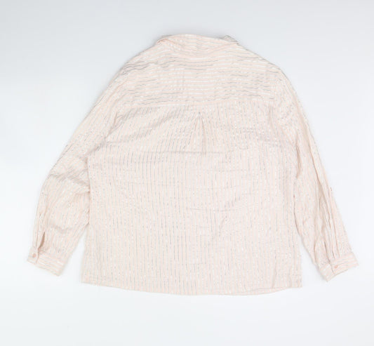 Bonmarche Womens Pink Striped Basic Button-Up Size 18