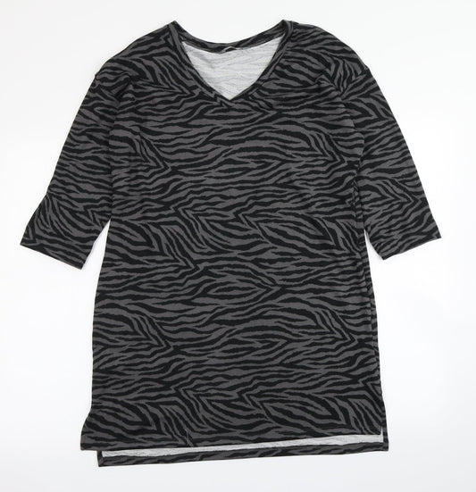 Additional front view of Nutmeg women’s grey animal print a-line, size UK 10