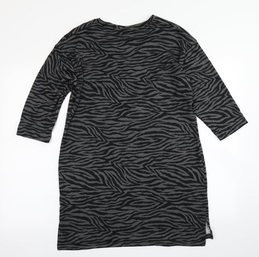 Nutmeg Womens Grey Animal Print A-Line Size 10