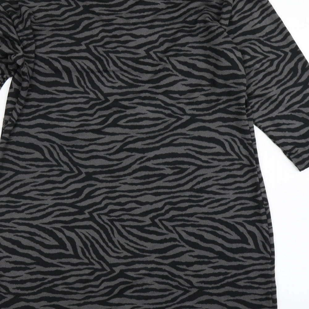 Nutmeg Womens Grey Animal Print A-Line Size 10