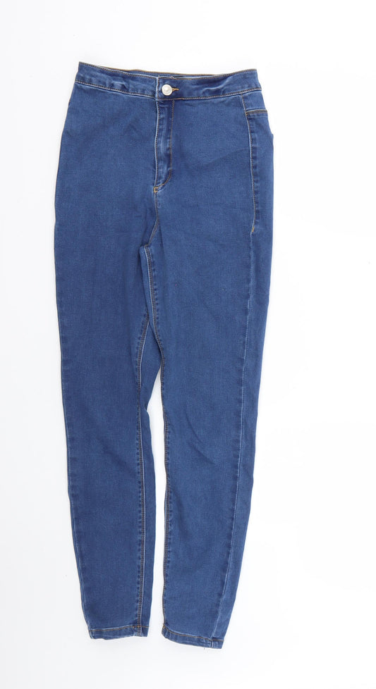 Additional front view of Missguided women’s blue skinny jeans, size UK 6, 25-inch leg