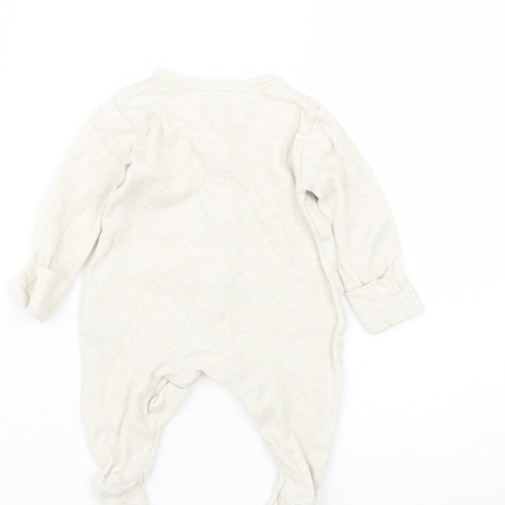 George Baby Beige Geometric Babygrow One-Piece Size 0-3 Months