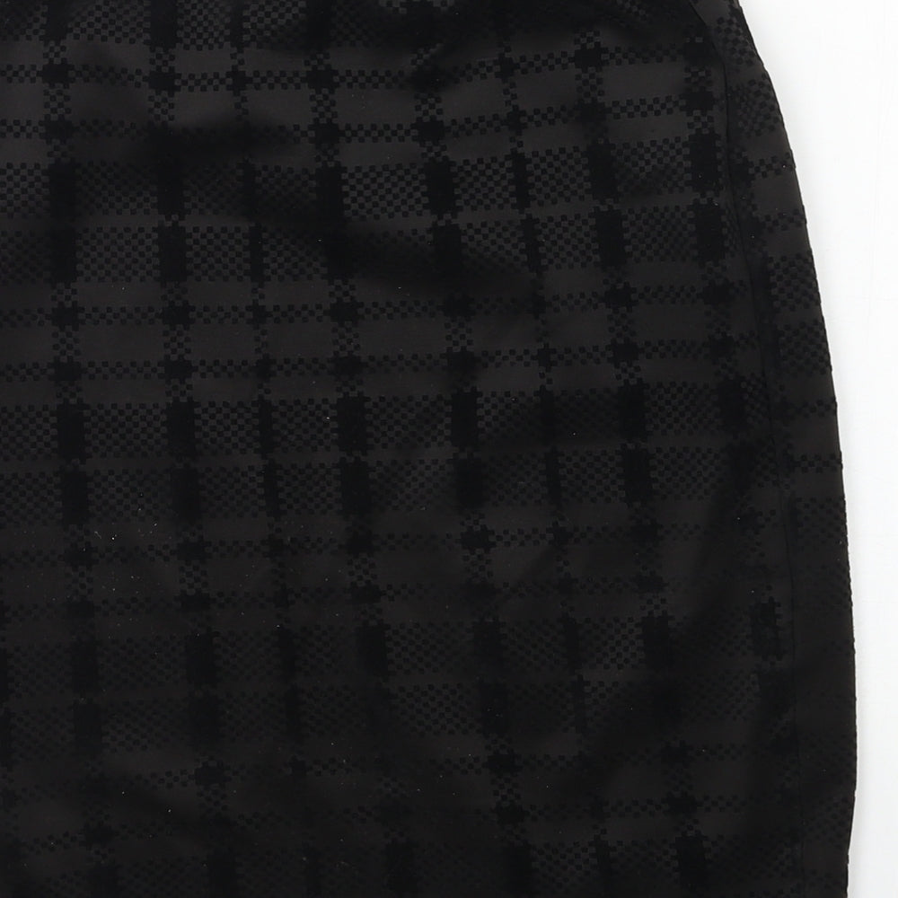 Brand and care label for Atmosphere women’s black jersey a-line skirt, size UK 10