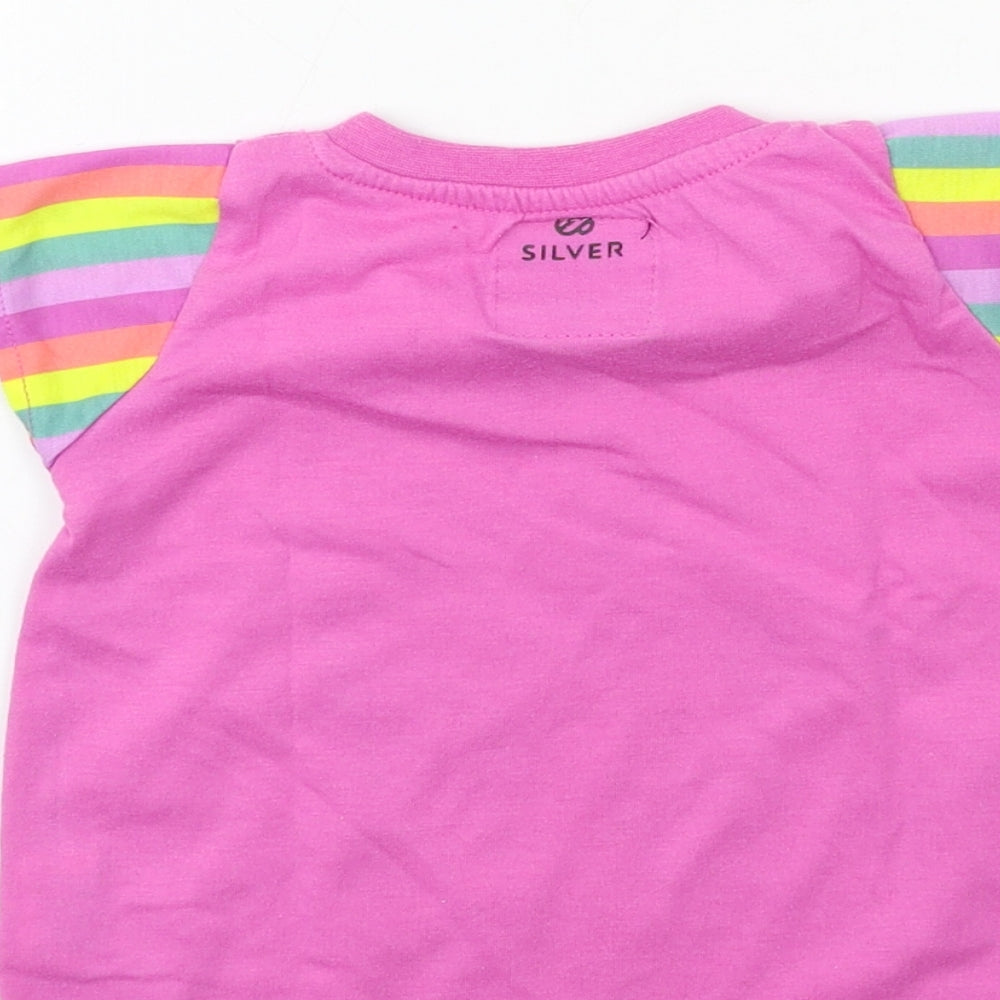 Silver Girls Pink Jersey Basic T-Shirt Size 2 Years - unicorn