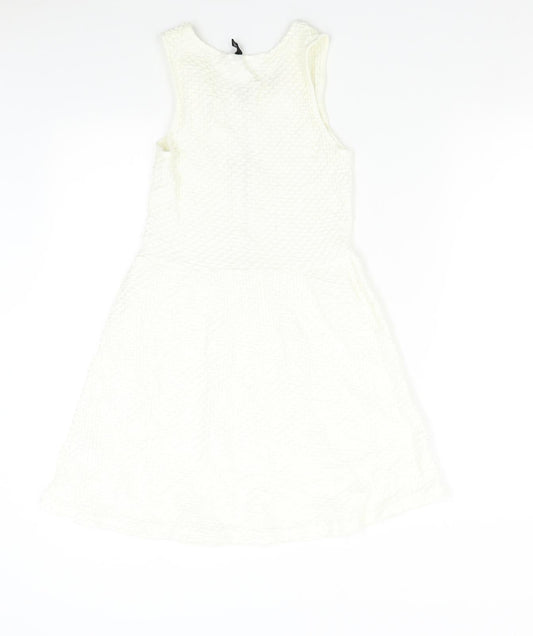 H&M Womens White Fit & Flare Size S