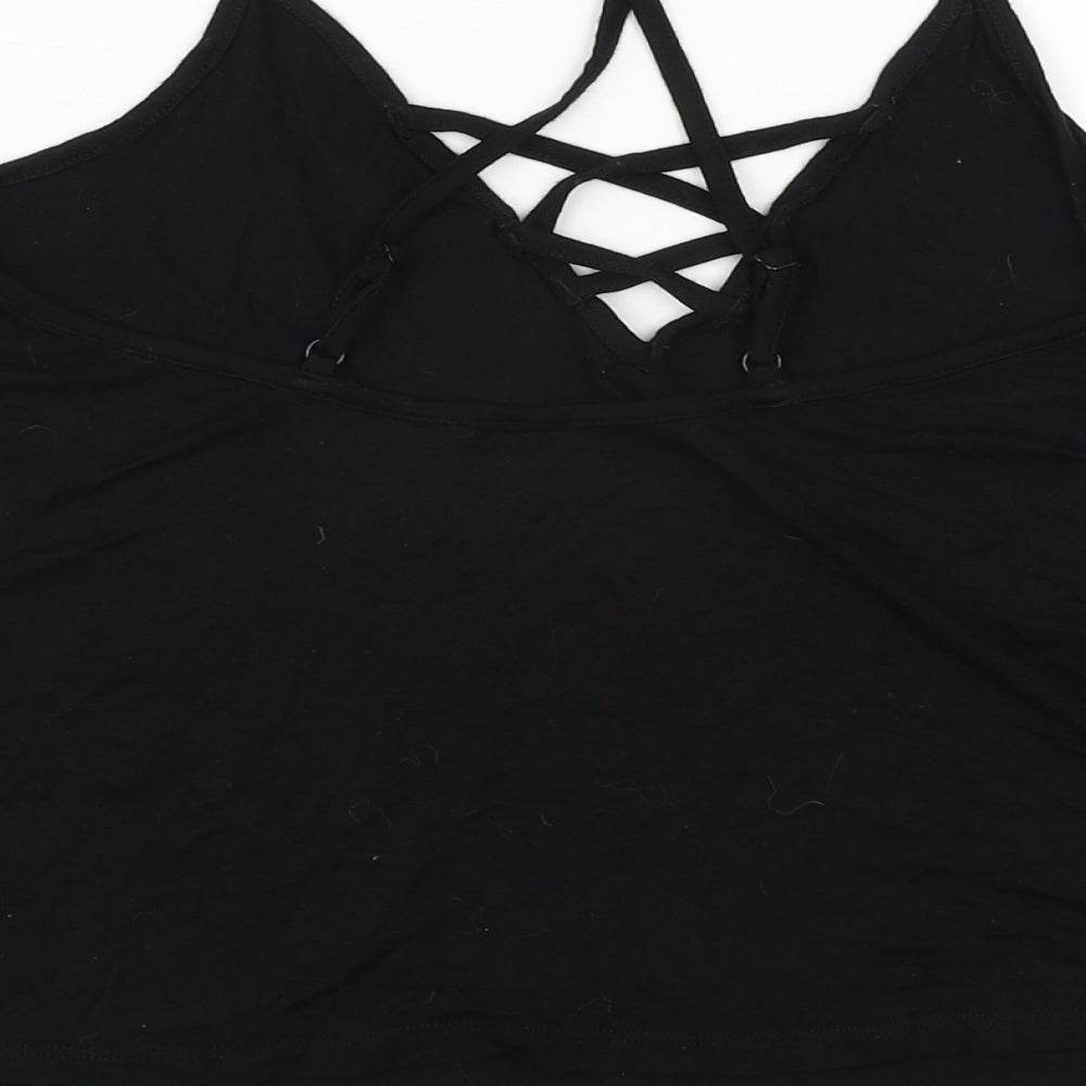 Brand and care label for Pour Moi women’s black basic tank, size UK 10