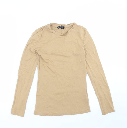 Womens UK Size XS Brave Soul Beige Basic T-Shirt