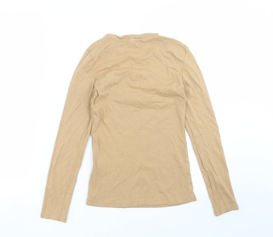 Womens UK Size XS Brave Soul Beige Basic T-Shirt