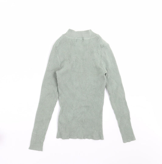 Primark Womens Green Striped Knit Pullover Jumper Size S