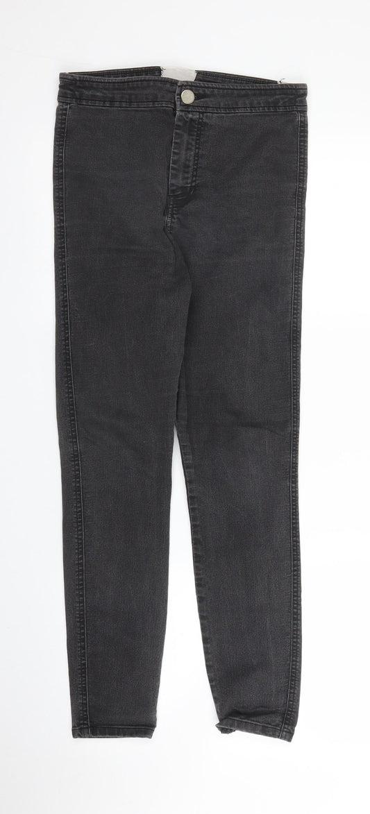 Additional front view of ASOS women’s grey denim skinny jeans, size UK 30, in, 30-inch leg