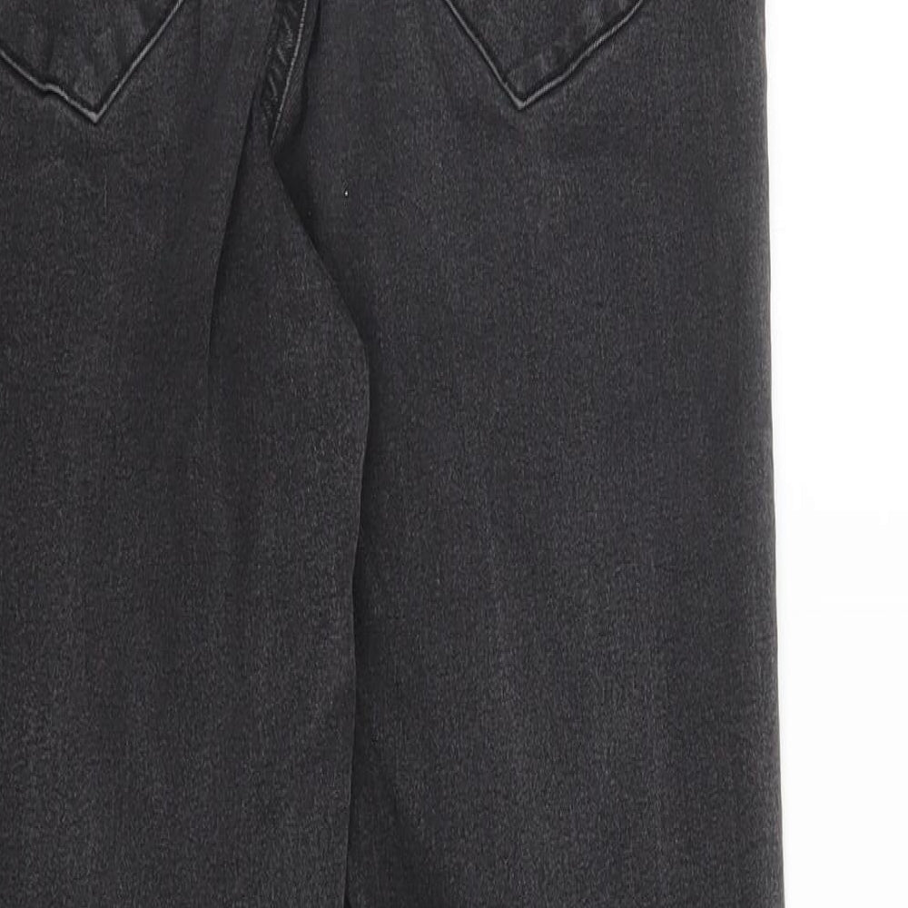 Brand and care label for ASOS women’s grey denim skinny jeans, size UK 30, in, 30-inch leg