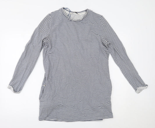 Additional front view of Tu women’s blue striped jumper dress, size UK 10