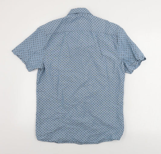 George Mens Blue Polka Dot Button-Up Size S