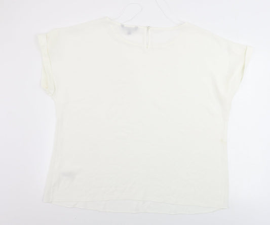 Back view of Bonmarché women’s ivory basic blouse, size UK 22