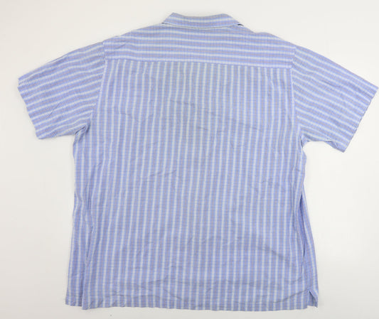 ZANTOS Mens Blue Striped Button-Up Size 2XL
