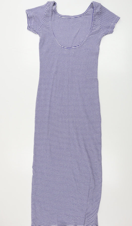 brave soul Womens Blue Striped Bodycon Size M