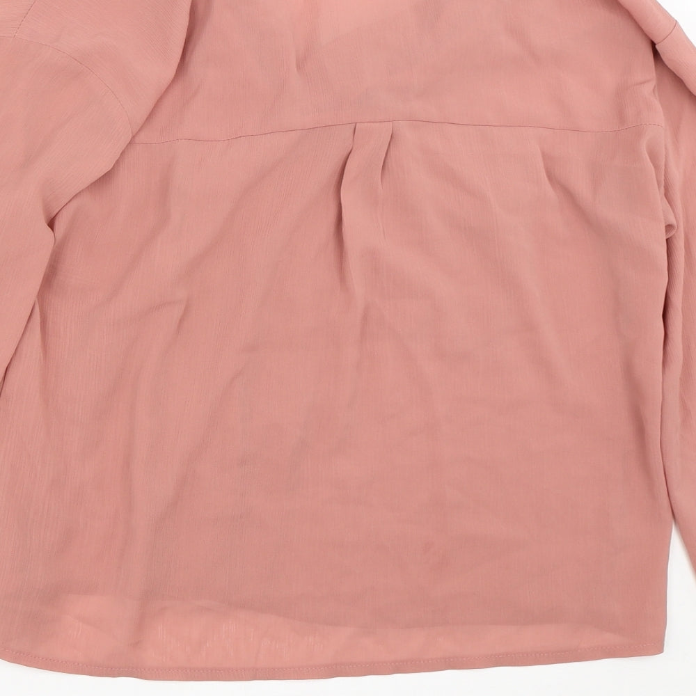 Womens UK Size M SheIn Pink Basic Button-Up