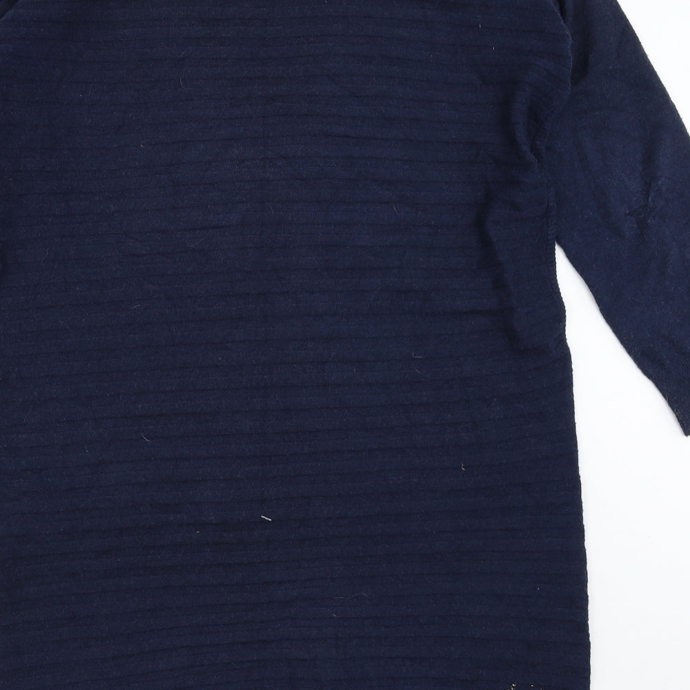 Brand and care label for Tu women’s blue cardigan jumper, size UK 14