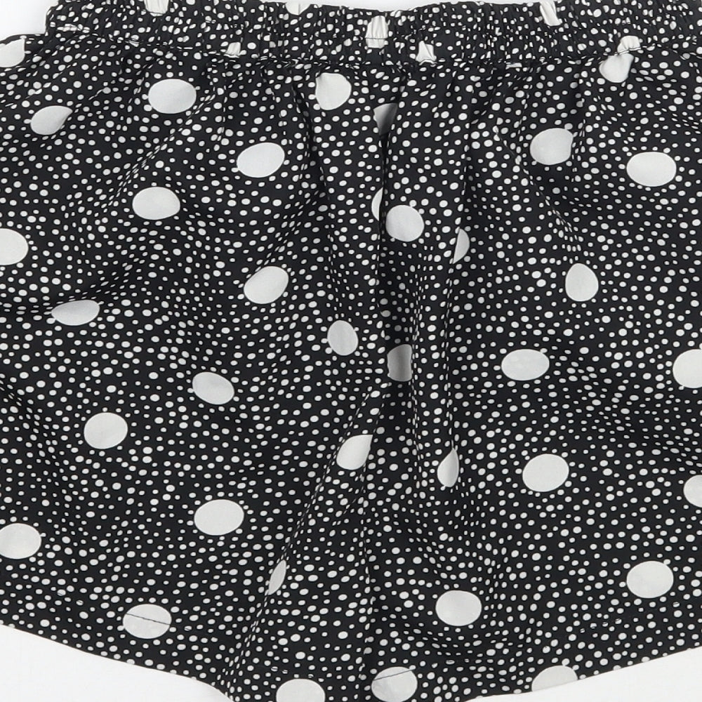 Boohoo Womens Black Polka Dot Sweat Shorts Size 10