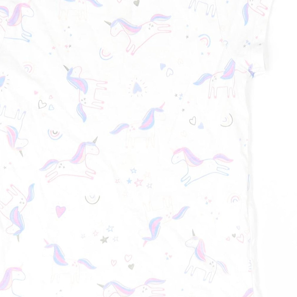 George Girls White Animal Print Pyjama Top Size 5-6 Years - Unicorn & stars print