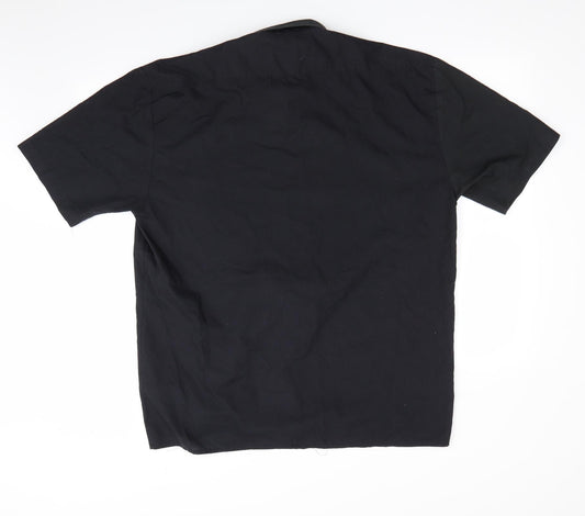 Mens UK Size XL Lorenzzo Black Button-Up Short Sleeve Casual Shirt