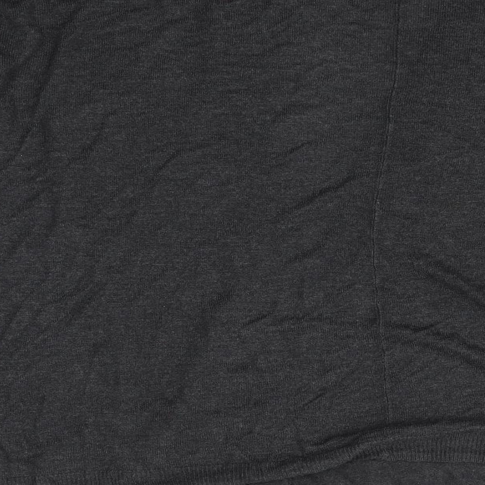 Brand and care label for H&M women’s grey cardigan jumper, size M
