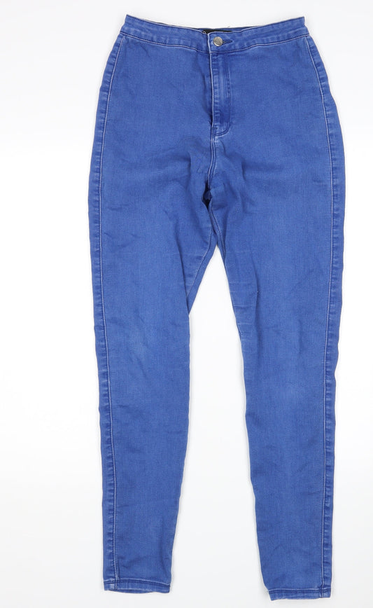 Additional front view of Missguided women’s blue skinny jeans, size UK 10, 28-inch leg