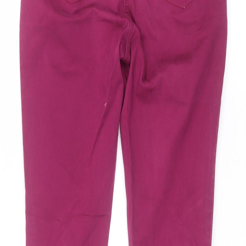Brand and care label for F&F women’s purple skinny jeans, size UK 6, 29-inch leg
