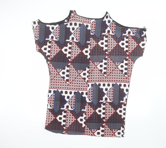 Boohoo Womens White Floral Basic T-Shirt Size 8