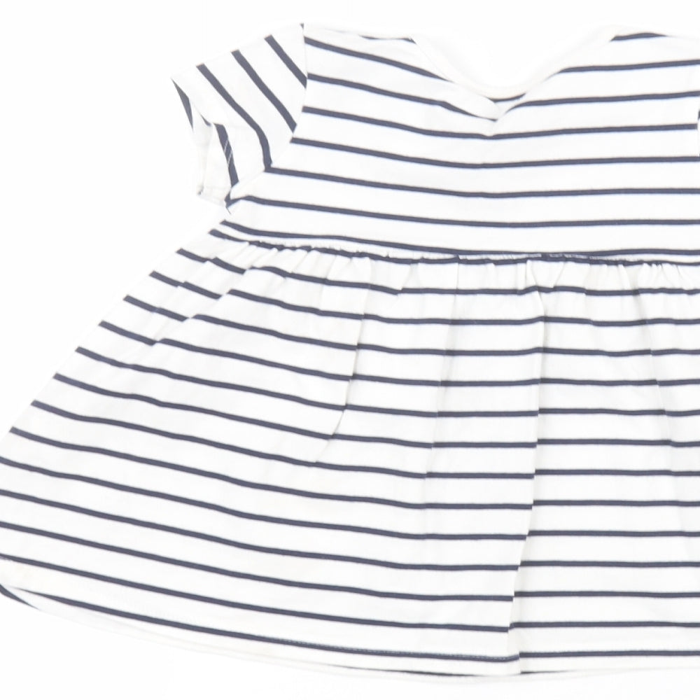 Maine New England Girls White Striped A-Line Size 9-10 Years