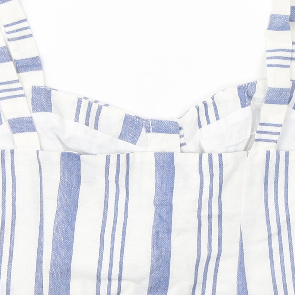 CAMEO ROSE Womens White Striped Cropped Tank Size 10