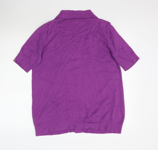 Womens UK Size L M&Co Purple Cardigan Jumper