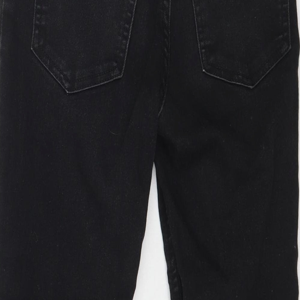Brand and care label for &Denim girls’ black denim straight jeans, size 7-8, years