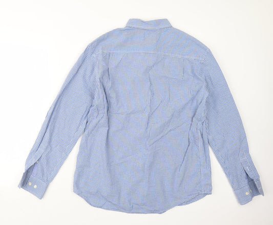 Mens UK Size M Marks and Spencer Blue Button-Up Long Sleeve Casual Shirt