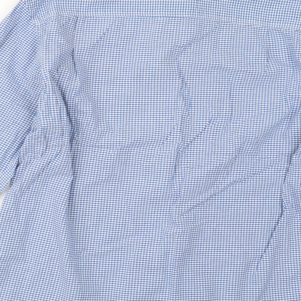 Mens UK Size M Marks and Spencer Blue Button-Up Long Sleeve Casual Shirt