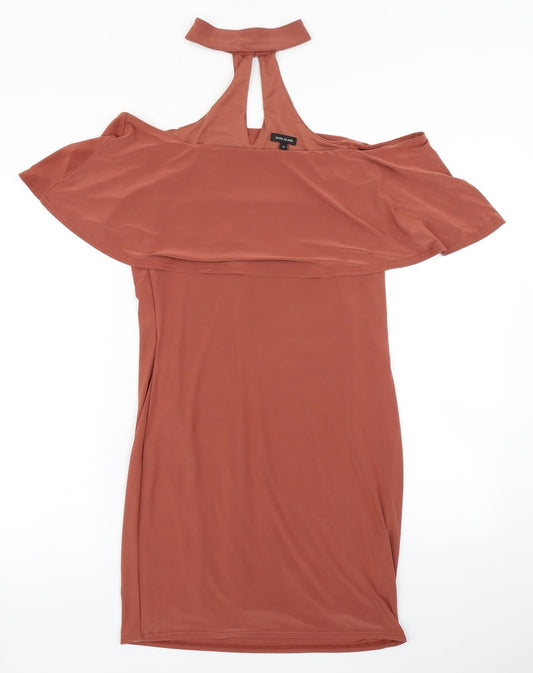Additional front view of River Island women’s brown bodycon, size UK 12