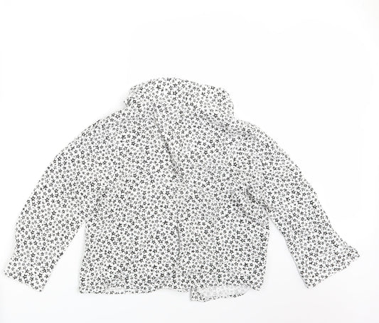 George Womens White Geometric Basic Button-Up Size 12