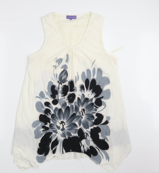 Additional front view of Autonomy women’s ivory floral t-shirt dress, size UK 16