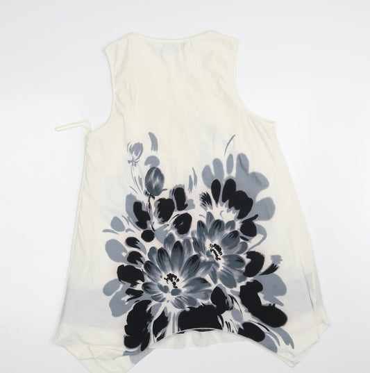 Autonomy Womens Ivory Floral T-Shirt Dress Size 16