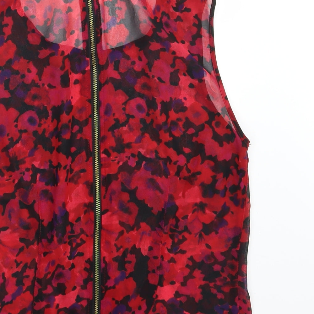 Womens UK Size 8 Topshop Red Basic Blouse