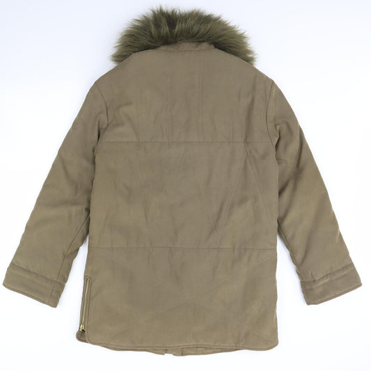 Back view of Damart women’s green overcoat coat, size UK 12
