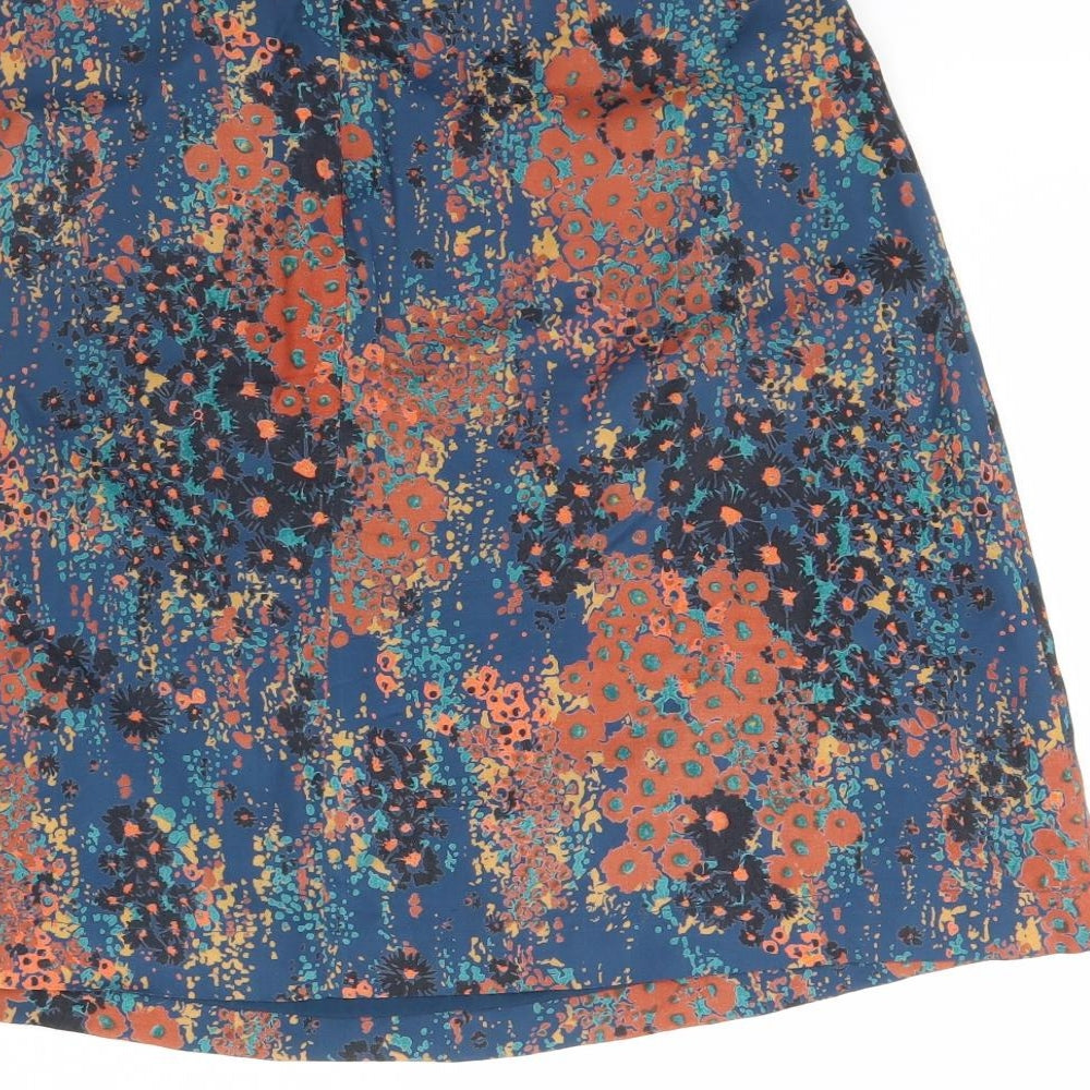 Brand and care label for Great Plains women’s multicoloured geometric mini skirt, size UK 8