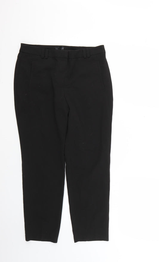 Additional front view of Topshop women’s black trousers, size UK 10, 23-inch leg