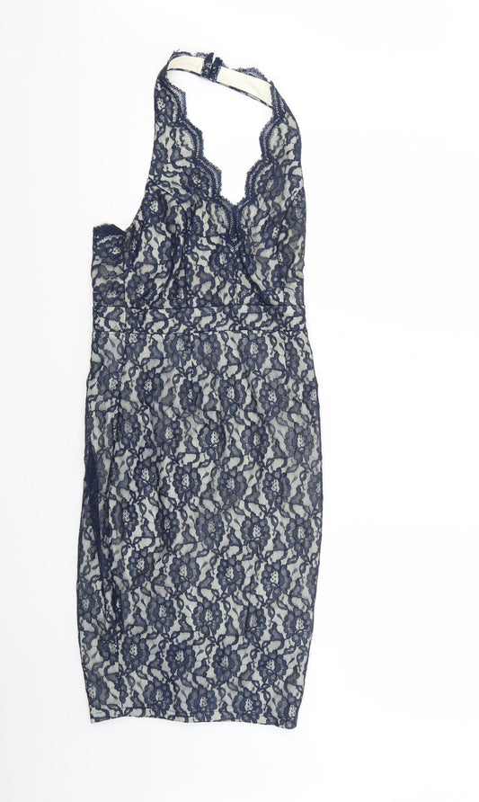 Additional front view of Lipsy women’s blue bodycon, size UK 8