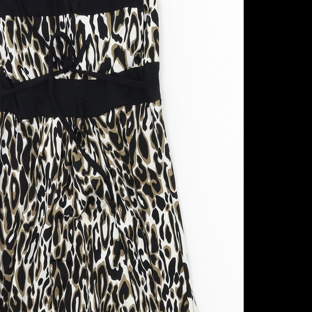K&D Womens Brown Animal Print Rayon Slip Dress Size 10