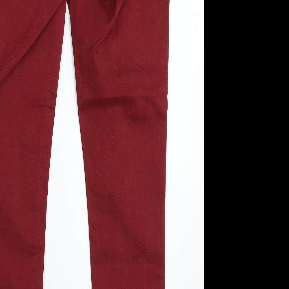 Brand and care label for Next women’s brown denim skinny jeans, size UK 10, 30-inch leg