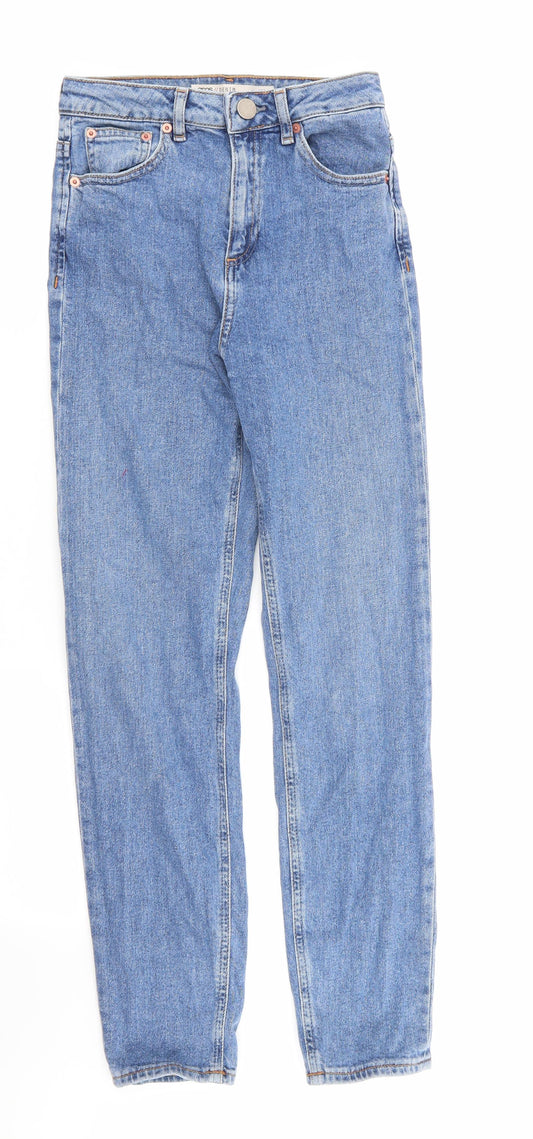 Additional front view of ASOS women’s blue skinny jeans, size UK 24, in, 32-inch leg