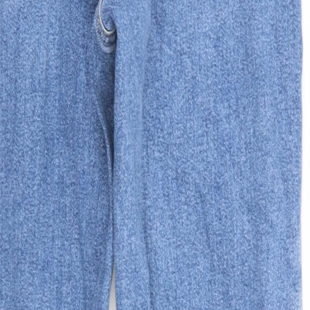 Brand and care label for ASOS women’s blue skinny jeans, size UK 24, in, 32-inch leg